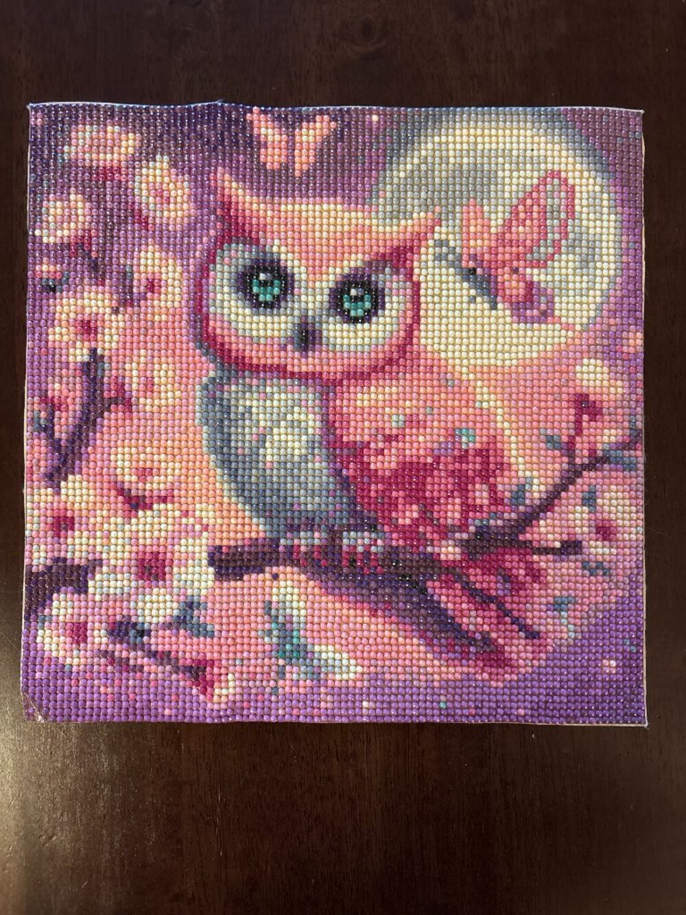 Pink Owl Diamond Art Painting - Unframed - 10"x10"
